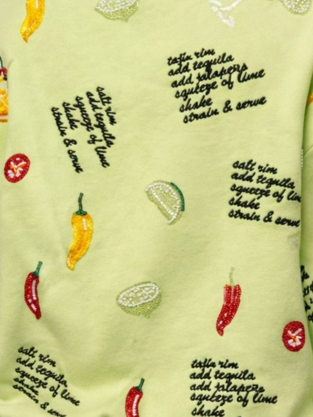 NWT Queen of Sparkles Lime Green Spicy Margarita Recipe Icon Sweatshirt - Picture 6 of 6
